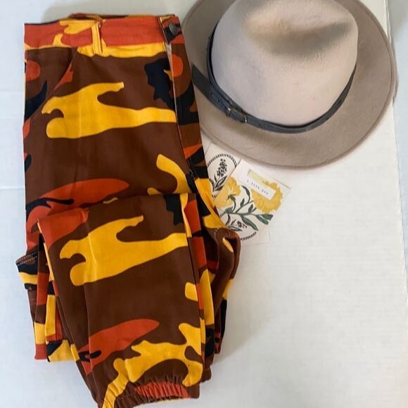 Orange Yellow Camouflage Cargo Joggers - Picture 1 of 5